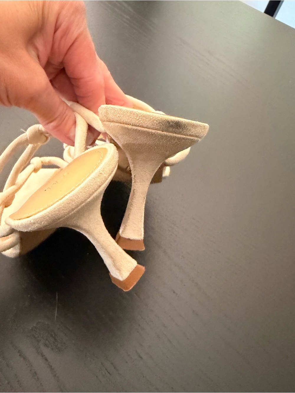 H&M Cream Knot-Strap Heeled Sandals kitten heels Size 8 - Picture 10 of 11